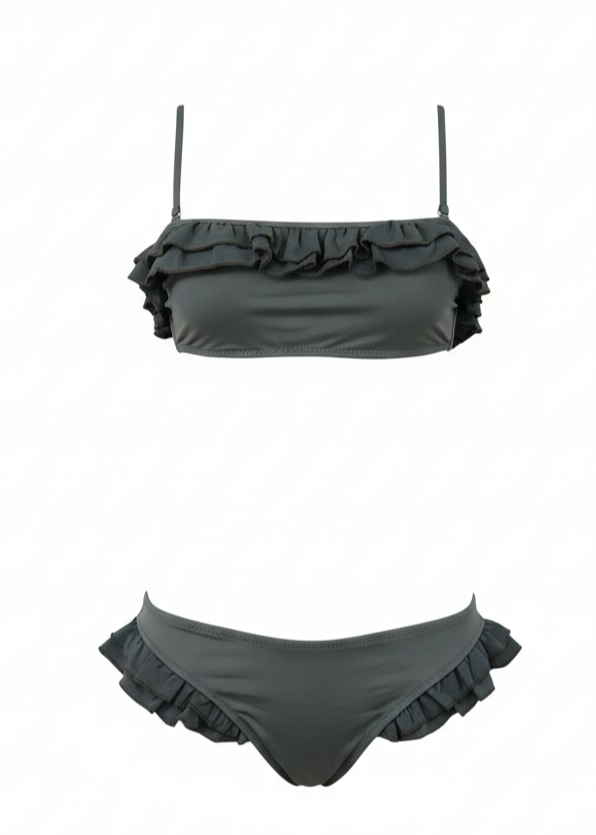 Bikini Bandeau Volantes Seersucker