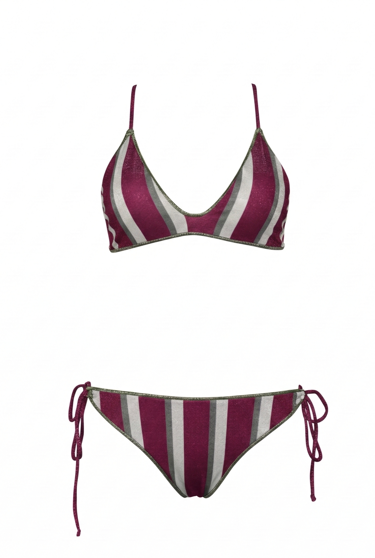 Bikini Top "V" Lurex Stripes