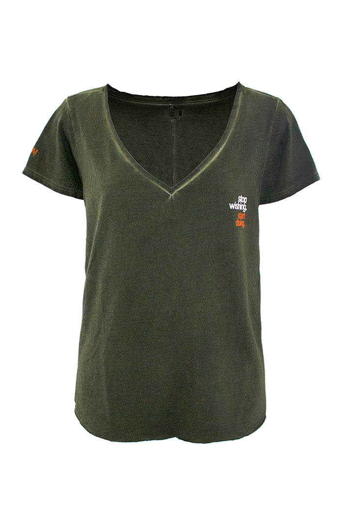 Camiseta-Stop-Wishing-Kaki