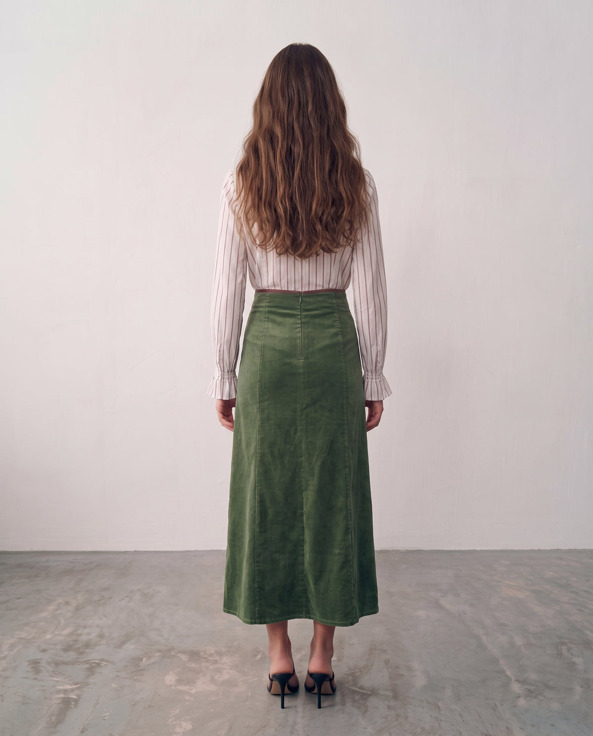 Falda Tablas Velvet Kaki
