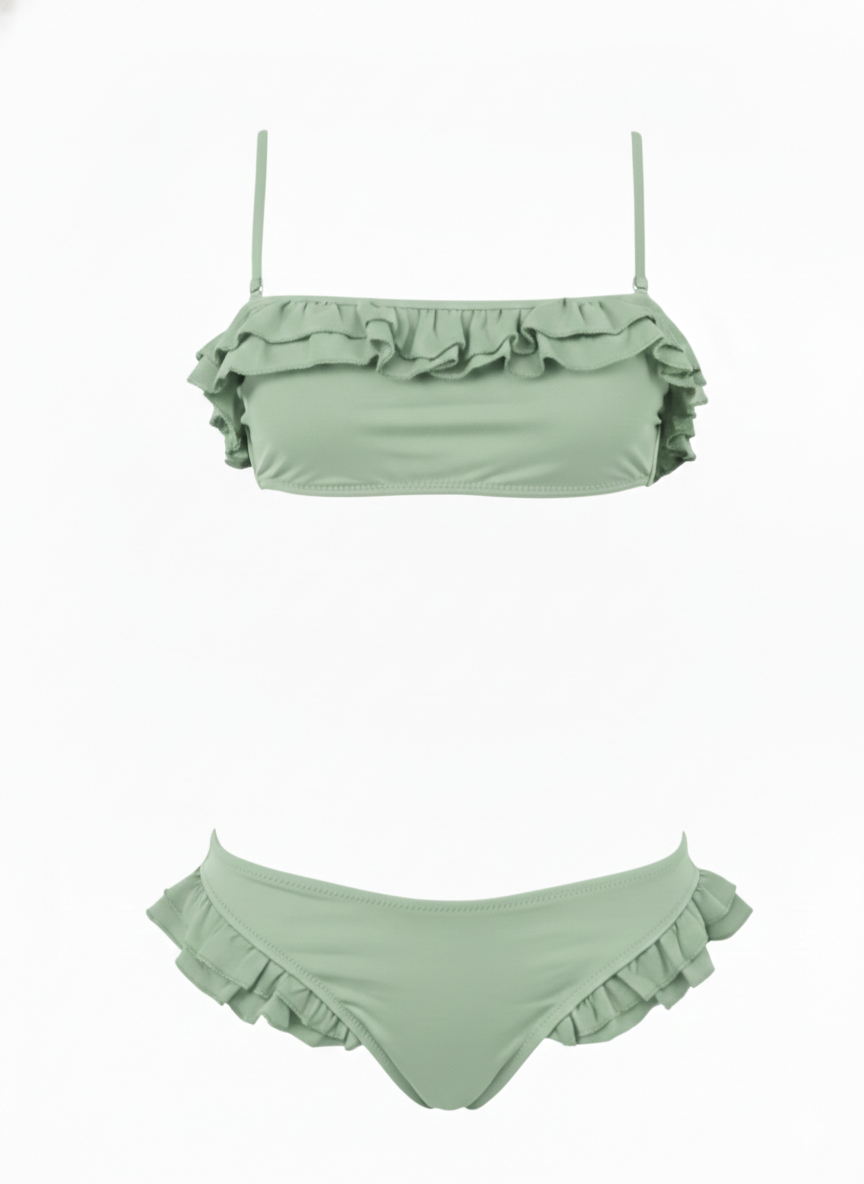 Bikini Bandeau Volantes Seersucker