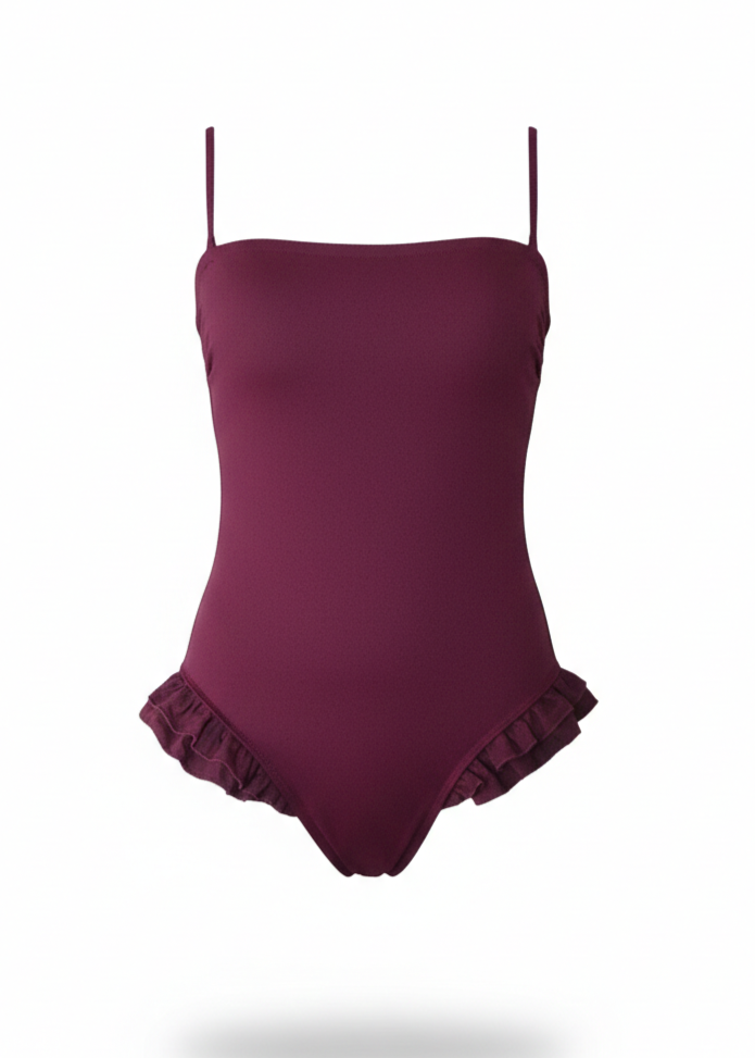 Traje de Baño Bndeau Volantes Seersucker