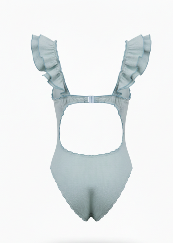 Traje de Baño "V" Volantes Seersucker