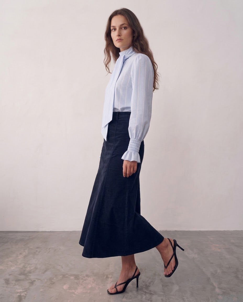 Falda Tablas Velvet Marino
