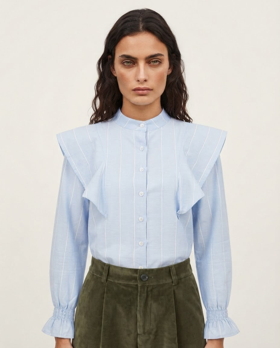 Camisa Flaps Raya Ancha Azul