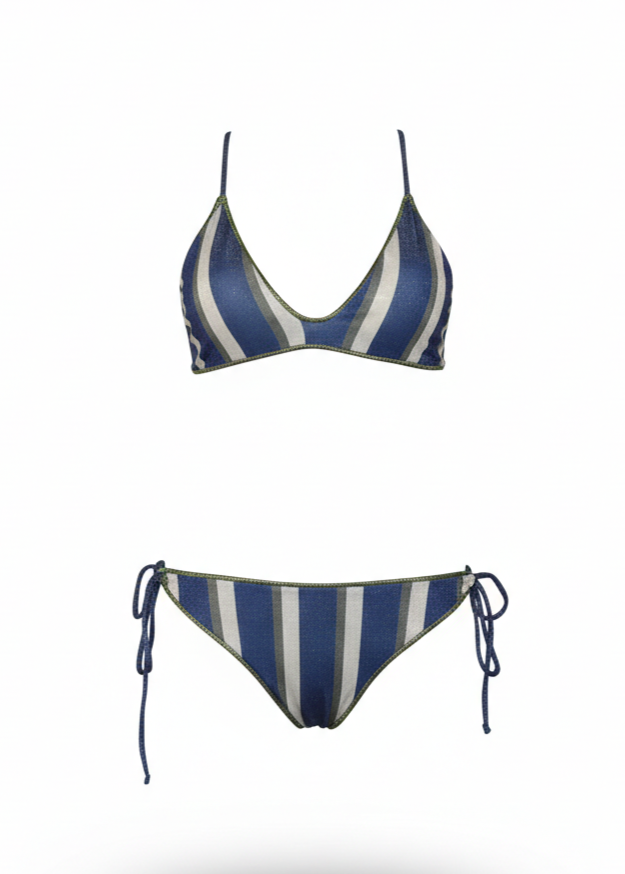 Bikini Top "V" Lurex Stripes