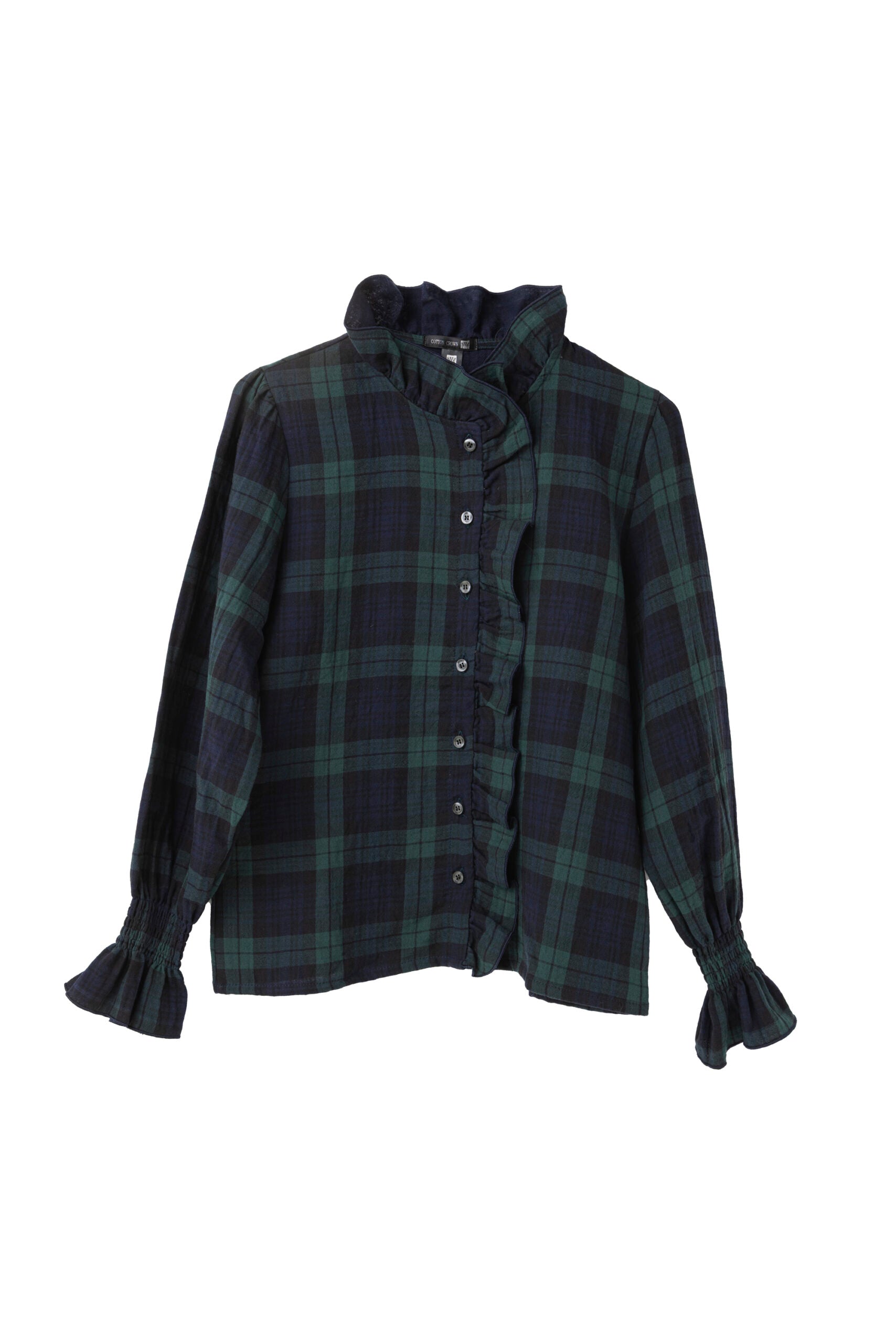 CAMISA VOLANTE CUADROS AZULES VERDES copia