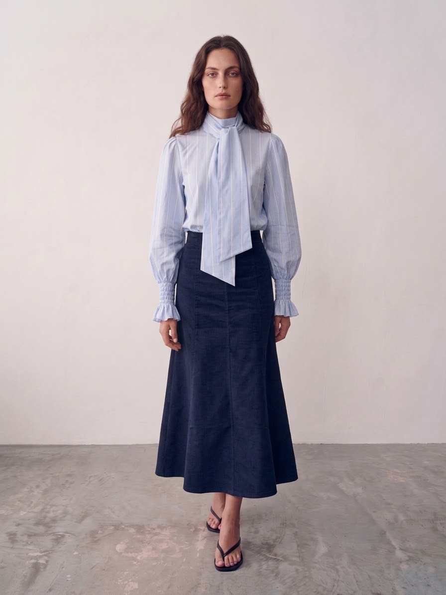 Falda Tablas Velvet Marino