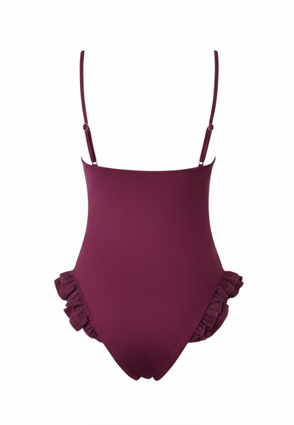 Traje de Baño Bndeau Volantes Seersucker