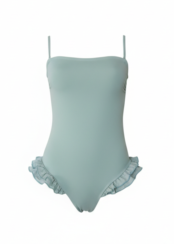 Traje de Baño Bndeau Volantes Seersucker